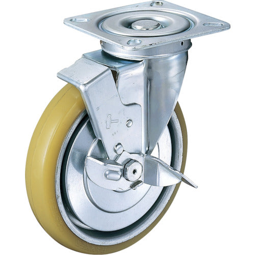 ハンマー 旋回式ウレタン車輪（ローラーベアリング）200mm ストッパー付 814-2611