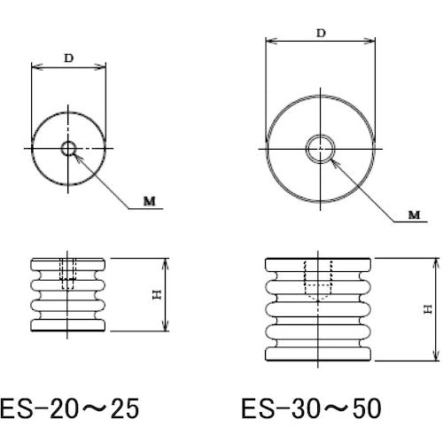 カメダ ESスペーサー 難燃性 両面ナットタイプ ESM-20-4-VO 250-6382