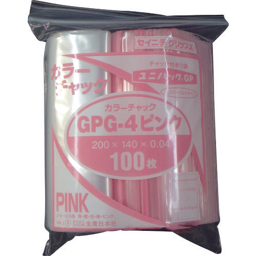 セイニチ ユニパック GP G‐4 カラーチャック ピンク GP G-4 COLOR CHAKKU PINK 127-3953