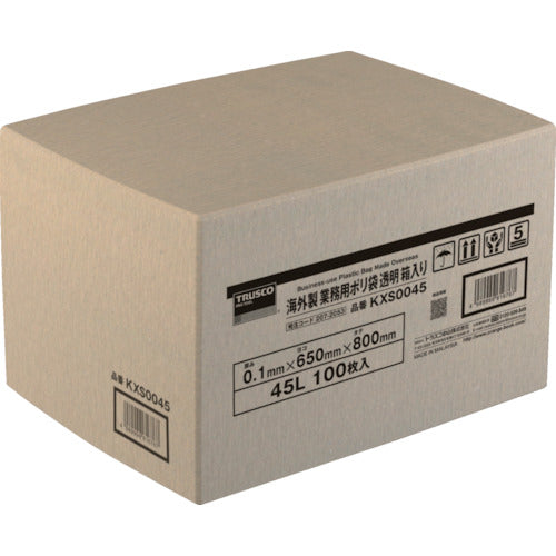 TRUSCO 海外製 業務用ポリ袋 透明・箱入 0.1×120L 100枚入 KXS00120 207-2052