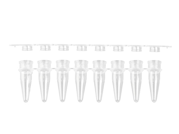Axygen PCR8連チューブ フラットキャップ付き 0.2 mL 透明 未滅菌（小口パック） PCR-0208-FCP-C-J