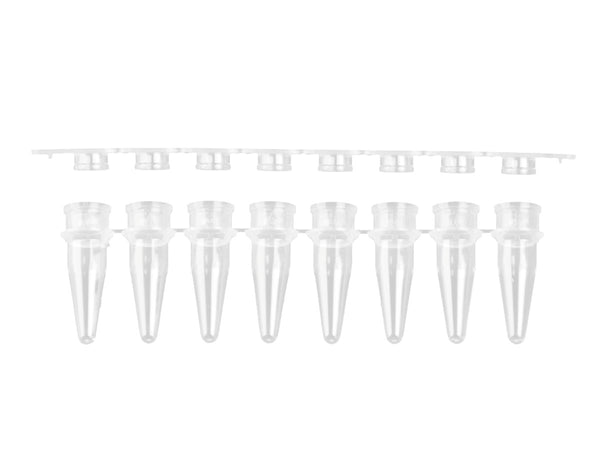 Axygen PCR8連チューブ フラットキャップ付き 0.2 mL 透明 未滅菌 PCR-0208-FCP-C
