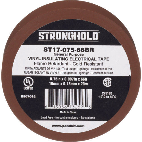 ストロングホールド StrongHoldビニールテープ 一般用途用 茶 幅19.1mm 長さ20m ST17-075-66BR 216-7613