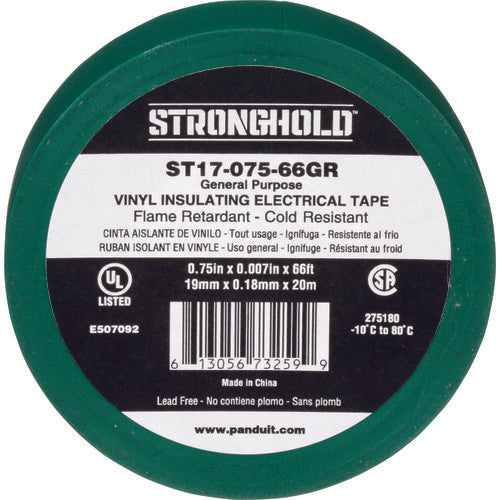 ストロングホールド StrongHoldビニールテープ 一般用途用 緑 幅19.1mm 長さ20m ST17-075-66GR 216-7630