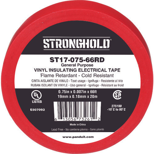 ストロングホールド StrongHoldビニールテープ 一般用途用 赤 幅19.1mm 長さ20m ST17-075-66RD 216-7616