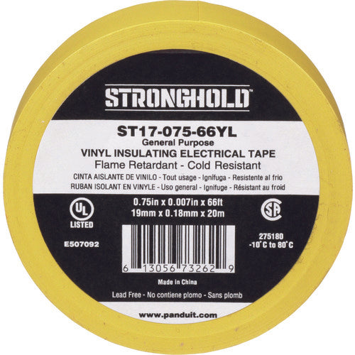 ストロングホールド StrongHoldビニールテープ 一般用途用 黄 幅19.1mm 長さ20m ST17-075-66YL 216-7614