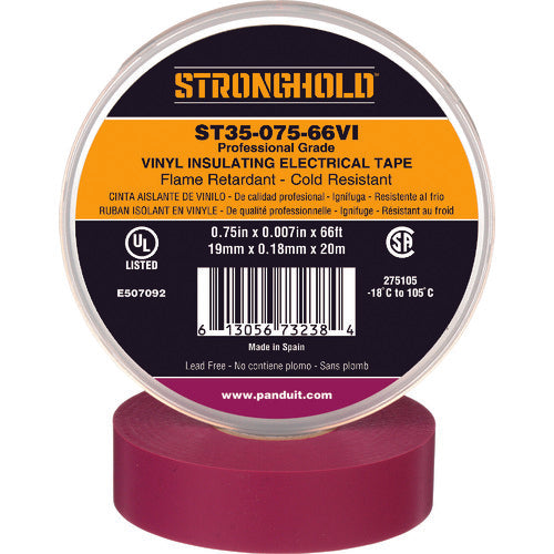 ストロングホールド StrongHoldビニールテープ 耐熱・耐寒・難燃 プロ仕様グレード 紫 幅19.1mm 長さ20m ST35-075-66VI 216-7631