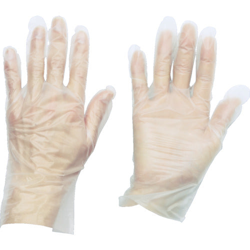 TRUSCO ポリエチレン 使い捨て手袋 ウェーブカットタイプL (100枚入) TGCPE025L 835-4695