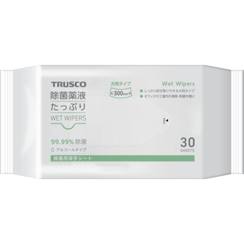 TRUSCO 除菌薬液たっぷりウェットワイパー大判 30枚 TJYTW-30 251-4669