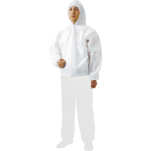 TRUSCO まとめ買い 不織布使い捨て保護服フード付ジャンバー M (60着) TPC-F-M-60 488-0196
