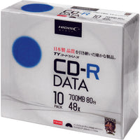 ハイディスク CD-R 10枚スリムケース入り TYCR80YP10SC 208-0144