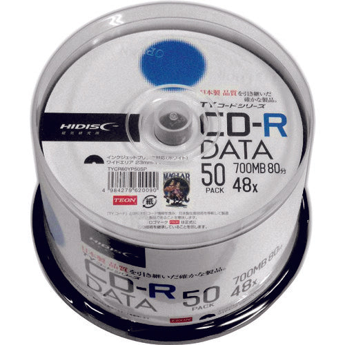 ハイディスク CD-R 50枚スピンドルケース入り TYCR80YP50SP 208-0145