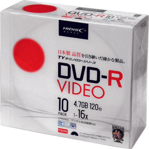 ハイディスク DVD-Rビデオ用 10枚パック TYDR12JCP10SC 208-0146